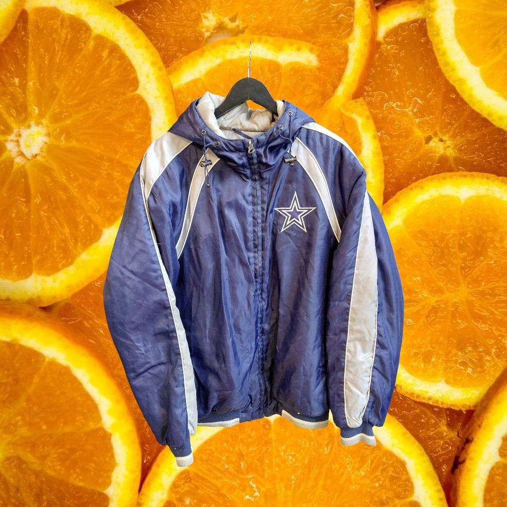 Dallas‎ Cowboys NFL Men's Blue White Heavyweight Hooded Jacket L